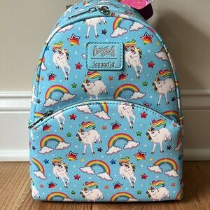 Lisa Frank Markie Unicorn Allover Print Blue Mini Loungefly Backpack NEW